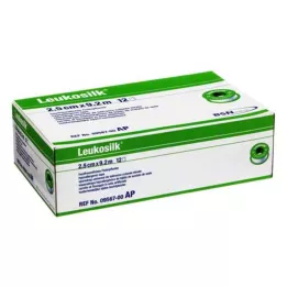 LEUKOSILK 2,5 cmx9,2 m, 12 pcs