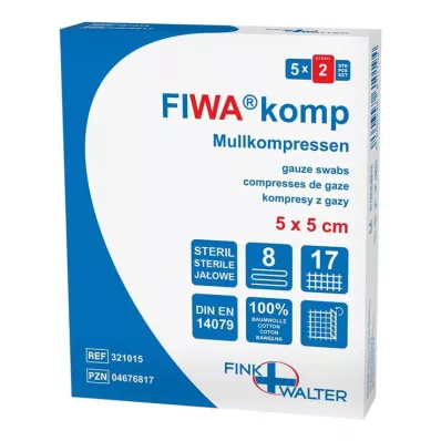 MULLKOMPRESSEN 5x5 cm estéril, 8 dobras, 5X2 pcs