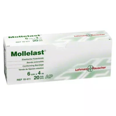 MOLLELAST Ligaduras 6 cmx4 m brancas, 20 unidades