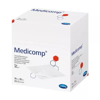 MEDICOMP Não tecido não esterilizado 10x10 cm de 4 camadas, 100 unidades