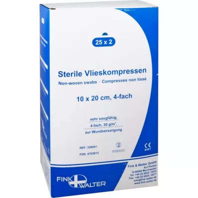 VLIESKOMPRESSEN 10x20 cm estéril, 4 dobras, 25X2 peças