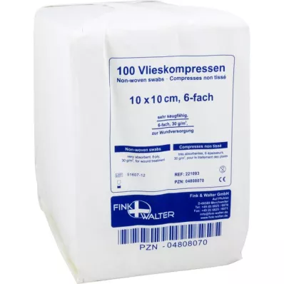 VLIESKOMPRESSEN 10x10 cm não estéril, 6 dobras, 100 unidades