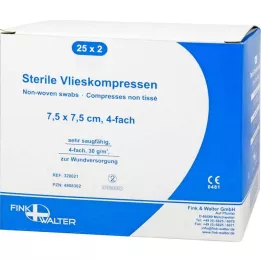 VLIESKOMPRESSEN 7,5x7,5 cm estéril quádruplo, 25X2 pcs
