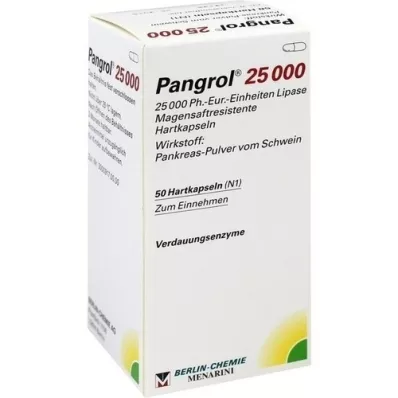 PANGROL 25.000 Cápsulas duras com revestimento entérico, 50 pcs
