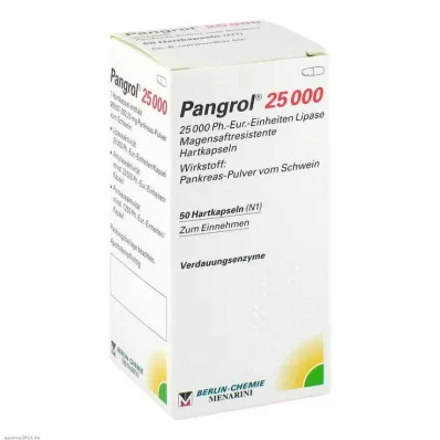 PANGROL 25.000 Cápsulas duras com revestimento entérico, 50 pcs