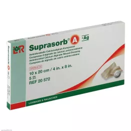SUPRASORB A+Ag Antimic.Cal.Alginato Compr.10x20 cm, 5 unid