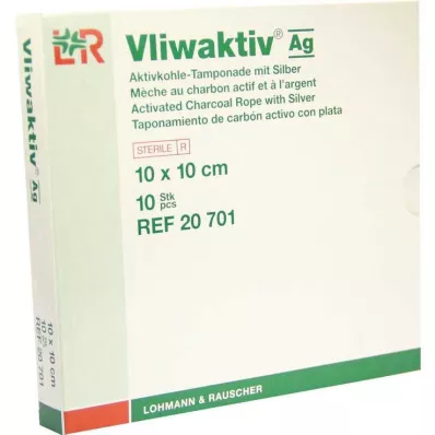 VLIWAKTIV AG Tampão de carvão ativado com prata 10x10 cm, 10 unid