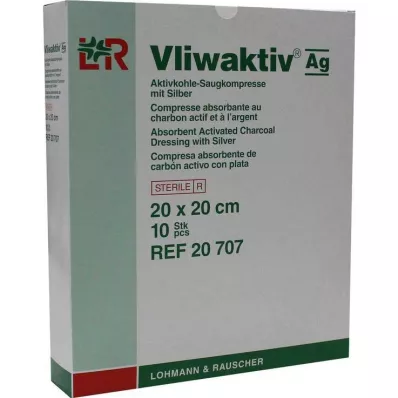 VLIWAKTIV AG Almofada absorvente de carvão ativado com prata 20x20 cm, 10 unid VLIWAKTIV AG Almofada absorvente de carvão ativado com prata 20x20 cm, 10 unid