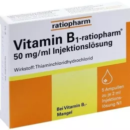 VITAMIN B1-RATIOPHARM 50 mg/ml Inj.Lsg.Ampolas, 5X2 ml