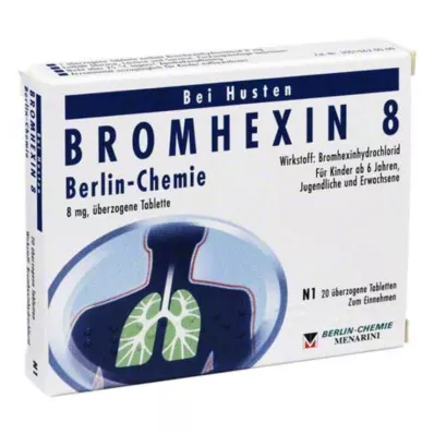 BROMHEXIN 8 comprimidos revestidos da Berlin Chemie, 20 unidades