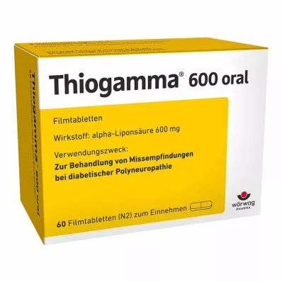 THIOGAMMA 600 comprimidos revestidos por película orais, 60 unidades THIOGAMMA 600 comprimidos revestidos por película orais, 60 unidades