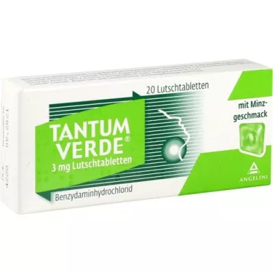 TANTUM VERDE Pastilhas de 3 mg com sabor a menta, 20 unidades