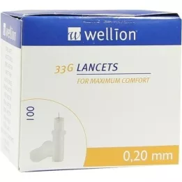 WELLION Lancetas 33 G, 100 unidades