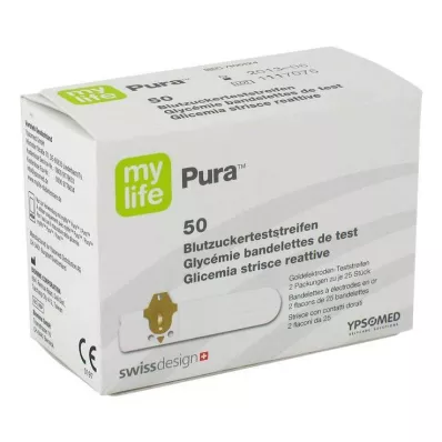 MYLIFE Tiras de teste de glucose no sangue Pura, 50 unidades