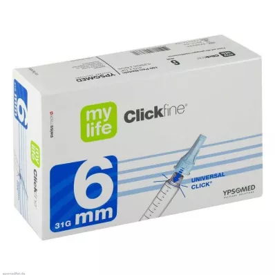 MYLIFE Agulhas de caneta Clickfine 6 mm 31 G, 100 unidades MYLIFE Agulhas de caneta Clickfine 6 mm 31 G, 100 unidades