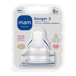 MAM Tetina tamanho 3 6+ meses de silicone, 2 peças