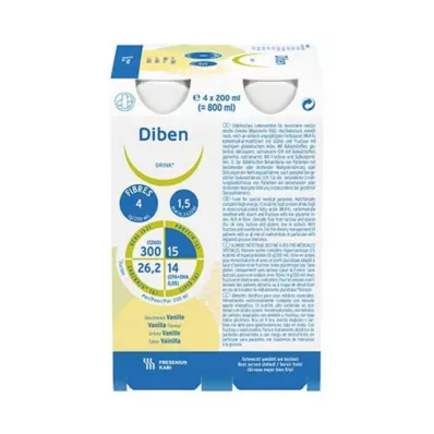 DIBEN DRINK Baunilha 1,5 kcal/ml, 4X200 ml