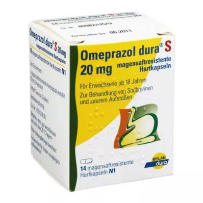OMEPRAZOL Dura S 20 mg cápsulas duras com revestimento entérico, 14 unidades