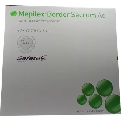MEPILEX Compressa de espuma Border Sacrum Ag, 20x20 cm estéril, 5 unid