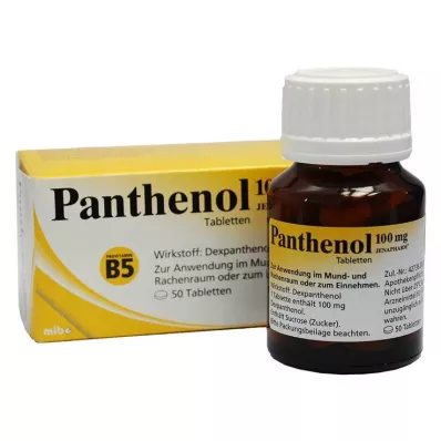 PANTHENOL Comprimidos de 100 mg Jenapharm, 50 unidades PANTHENOL Comprimidos de 100 mg Jenapharm, 50 unidades