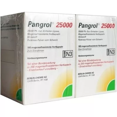 PANGROL 25.000 Cápsulas duras com revestimento entérico, 200 pcs