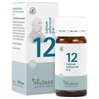 BIOCHEMIE Pflüger 12 Calcium sulphuricum D 6 comprimidos, 100 unid BIOCHEMIE Pflüger 12 Calcium sulphuricum D 6 comprimidos, 100 unid