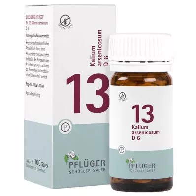 BIOCHEMIE Pflüger 13 Potassium arsenicosum D 6 comprimidos, 100 unid BIOCHEMIE Pflüger 13 Potassium arsenicosum D 6 comprimidos, 100 unid