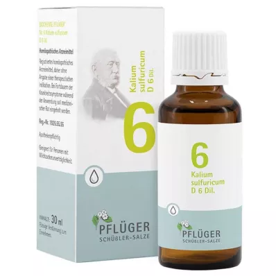 BIOCHEMIE Pflüger 6 Potassium sulphuricum D 6 gotas, 30 ml BIOCHEMIE Pflüger 6 Potassium sulphuricum D 6 gotas, 30 ml