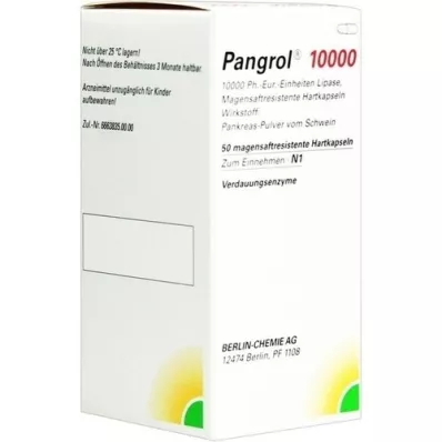 PANGROL 10.000 Cápsulas duras com revestimento entérico, 50 pcs