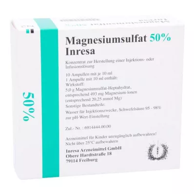MAGNESIUMSULFAT 50% Inresa Conc.para Inj.-/Inf.L., 10X10 ml