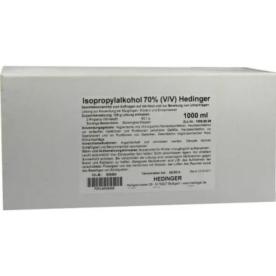 Álcool isopropílico 70% Hedinger, 1000 ml Álcool isopropílico 70% Hedinger, 1000 ml
