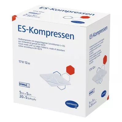 ES-KOMPRESSEN embalagem a granel 12x 5x5 cm estéril, 20X5 unidades