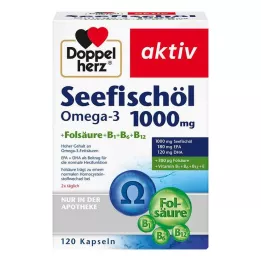 DOPPELHERZ Óleo de peixe do mar Omega-3 1.000 mg+Fols.Caps., 120 Cápsulas