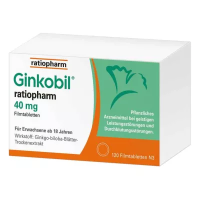 GINKOBIL-ratiopharm 40 mg comprimidos revestidos por película, 120 unidades GINKOBIL-ratiopharm 40 mg comprimidos revestidos por película, 120 unidades