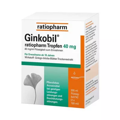 Ginkobil ratiopharm 40mg com gotas de Ginkgo biloba, 200 ml Ginkobil ratiopharm 40mg com gotas de Ginkgo biloba, 200 ml