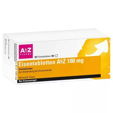 Comprimidos de ferro AbZ 100 mg comprimidos revestidos por película, 50 unidades