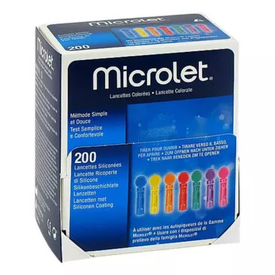 MICROLET Lancetas coloridas, 200 pcs