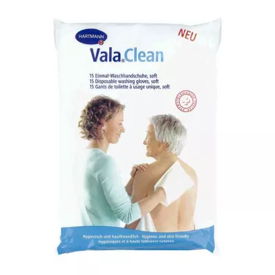 Luvas de lavagem descartáveis macias Valaclean (15 peças) Luvas de lavagem descartáveis macias Valaclean (15 peças)
