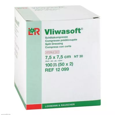 VLIWASOFT Compressas de fenda 7,5x7,5 cm estéreis 4l, 50X2 pcs VLIWASOFT Compressas de fenda 7,5x7,5 cm estéreis 4l, 50X2 pcs