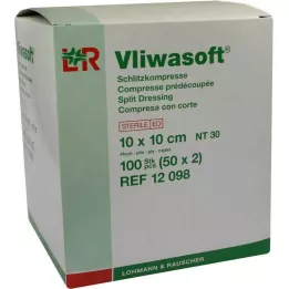 VLIWASOFT Compressas de fenda 10x10 cm estéreis de 4 camadas, 50X2 unidades