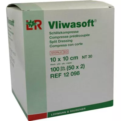 VLIWASOFT Compressas de fenda 10x10 cm estéreis de 4 camadas, 50X2 unidades VLIWASOFT Compressas de fenda 10x10 cm estéreis de 4 camadas, 50X2 unidades