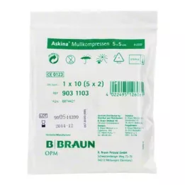 ASKINA Compressas de gaze 5x5 cm esterilizadas, 5X2 pcs