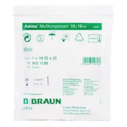 ASKINA Compressas de gaze 10x10 cm esterilizadas, 5X2 pcs