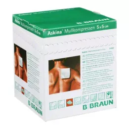 ASKINA Compressas de gaze 5x5 cm estéreis 8 vezes, 25X2 pcs