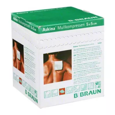 ASKINA Compressas de gaze 5x5 cm estéreis 8 vezes, 25X2 pcs