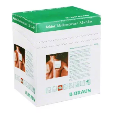 ASKINA Compressas de gaze de 7,5x7,5 cm esterilizadas, 25X2 unidades