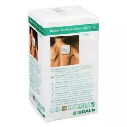 ASKINA Compressas de gaze 7,5x7,5 cm não esterilizadas, 8 dobras, 100 unidades