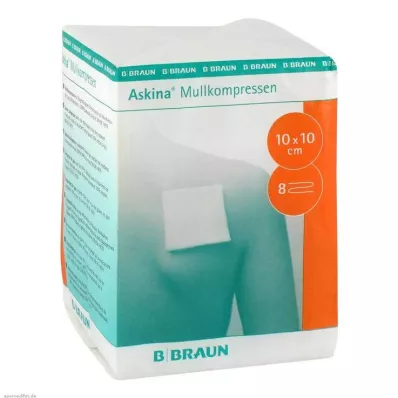 ASKINA Compressas de gaze 10x10 cm não estéreis, 8 dobras, 100 unidades