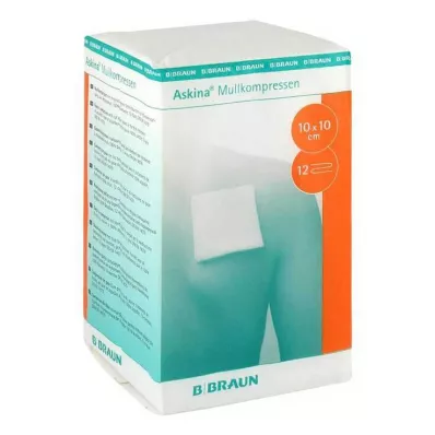 ASKINA Compressas de gaze 10x10 cm não esterilizadas 12 vezes, 100 pcs