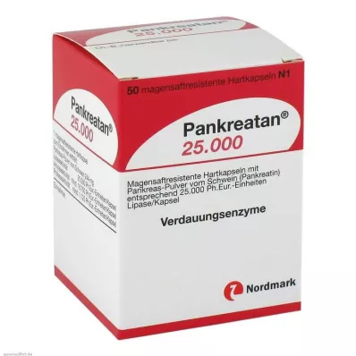 PANKREATAN 25.000 cápsulas duras gastro-resistentes, 50 unidades